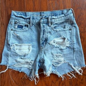 American Eagle Outfitters Distressed Denim Shorts - Light Blue